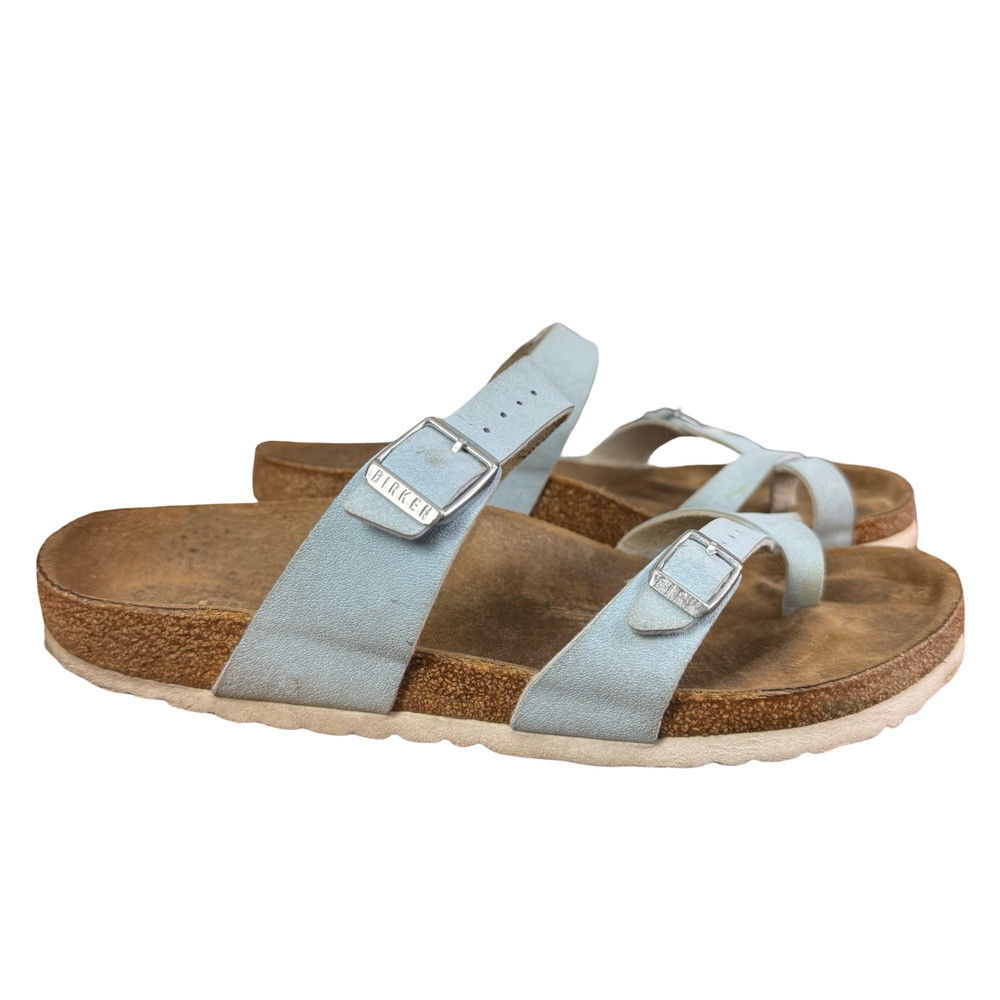 Birkenstock Mayari Light Blue Birko Flor Sandals Slides Slip On Shoes sz 41 / 10